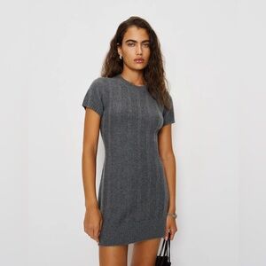 Reformation Sadie Cashmere Mini Dress Grey - Size M
